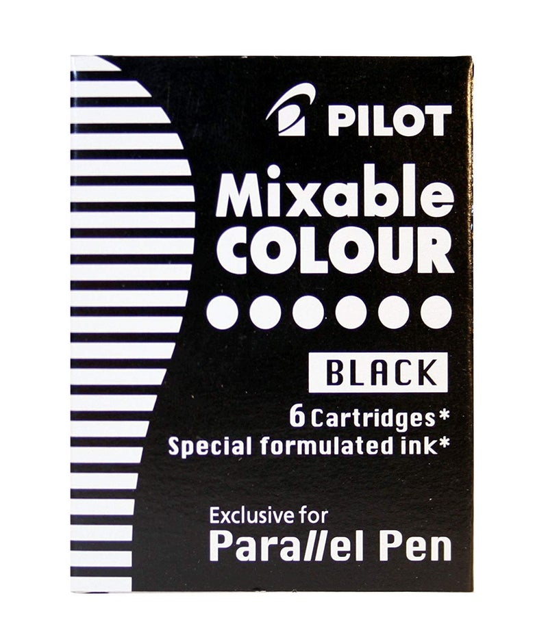 PILOT مجموعة أقلام الخط العربي المتوازية من بايلوت، 1.5 مم، 2.4 مم، 3.8 مم و 6 مم مع خرطوشة حبر مجمعة بالإضافة إلى عبوة إضافية من 12 إعادة تعبئة متنوعة وعبوة من 6 إعادة تعبئة سوداء. - Image 4